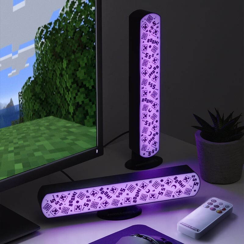 Minecraft - Light Bar - Lampe Til Børn - 2 Stk Med Fjernbetjening