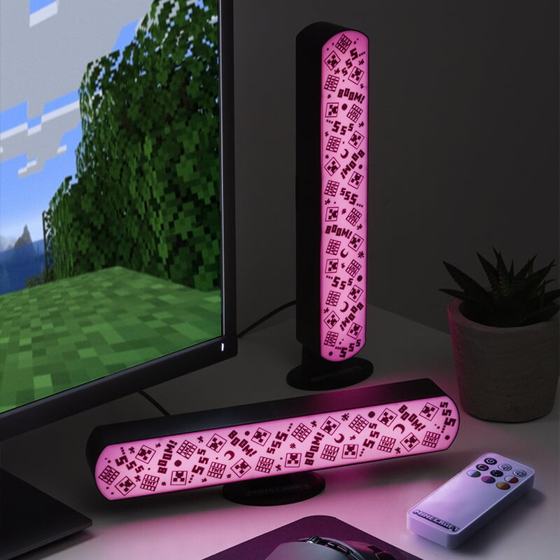 Minecraft - Light Bar - Lampe Til Børn - 2 Stk Med Fjernbetjening