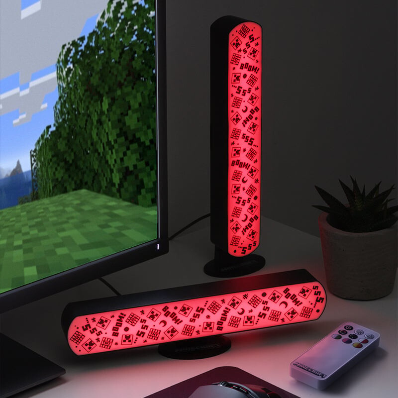 Minecraft - Light Bar - Lampe Til Børn - 2 Stk Med Fjernbetjening