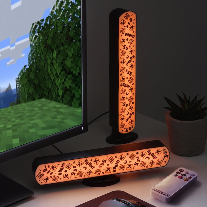 Minecraft - Light Bar - Lampe Til Børn - 2 Stk Med Fjernbetjening
