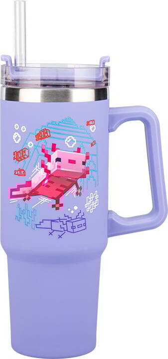Minecraft Purple 900Ml Insulated Cup And Straw