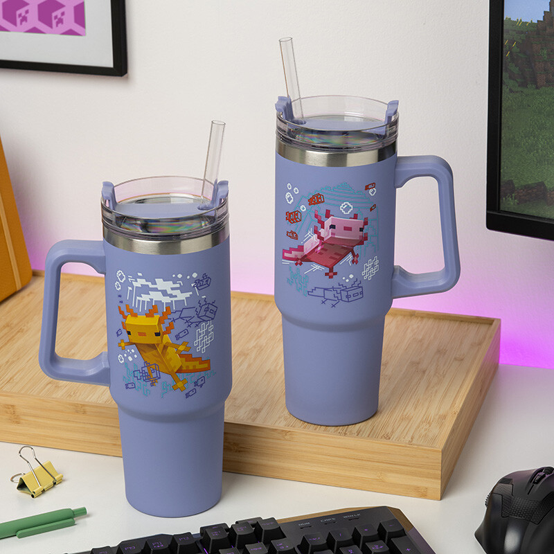 Minecraft Purple 900Ml Insulated Cup And Straw