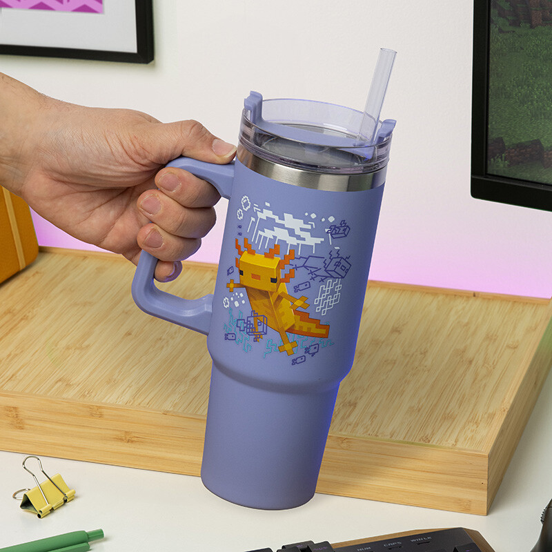 Minecraft Purple 900Ml Insulated Cup And Straw