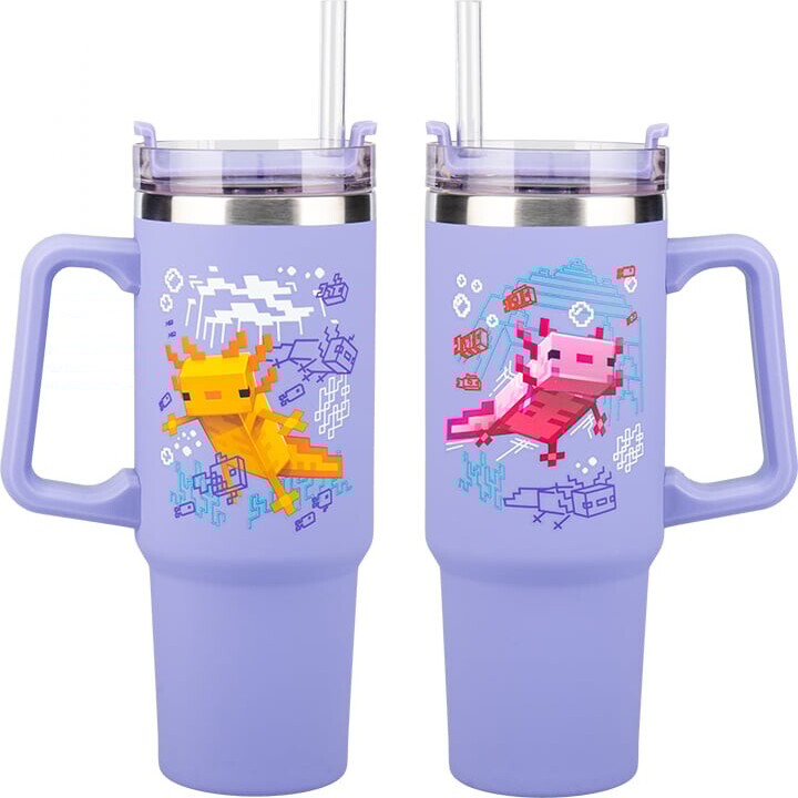 Minecraft Purple 900Ml Insulated Cup And Straw