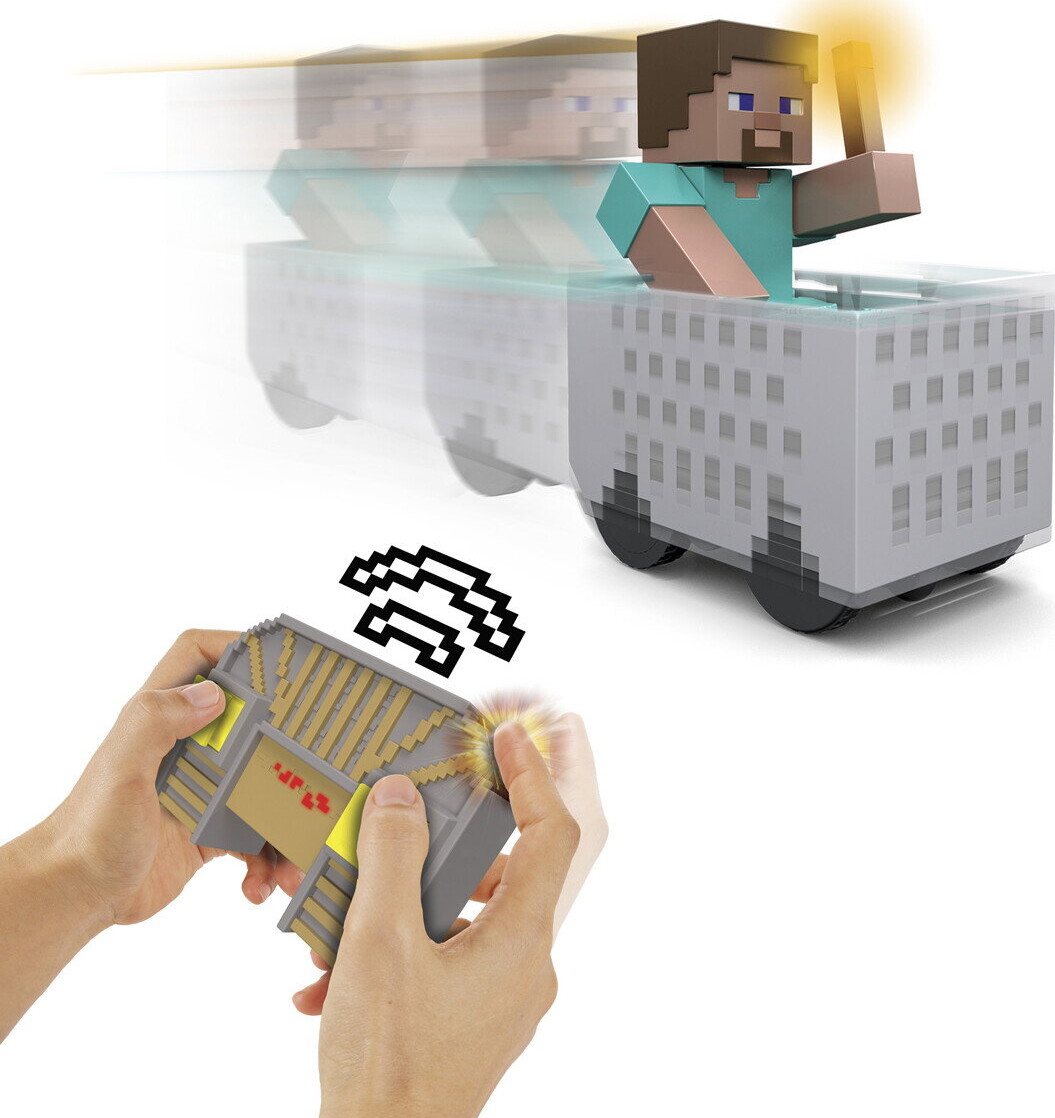 Minecraft - Mayhem Rc Steve Figur Med Minecart - Mattel Jmt40
