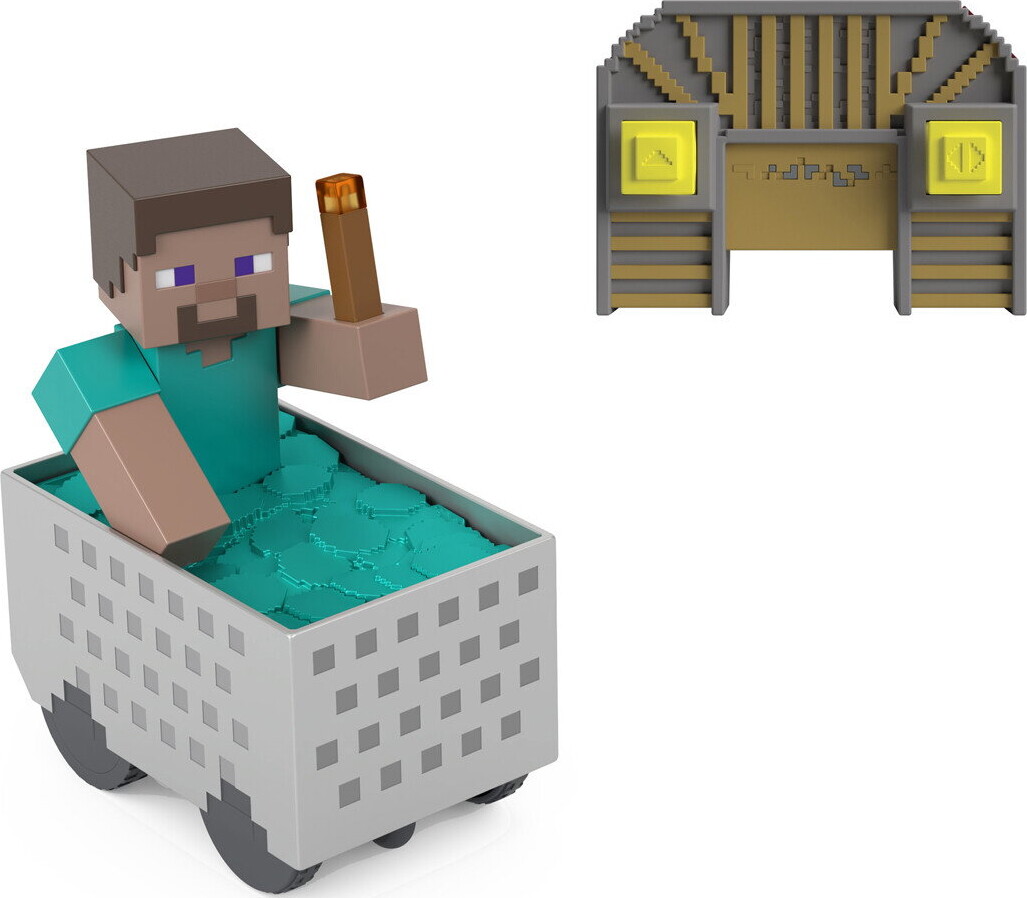 Minecraft - Mayhem Rc Steve Figur Med Minecart - Mattel Jmt40