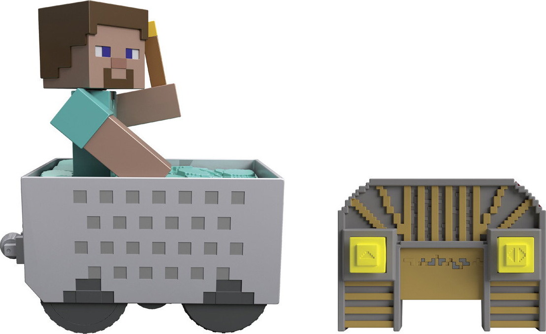 Minecraft - Mayhem Rc Steve Figur Med Minecart - Mattel Jmt40