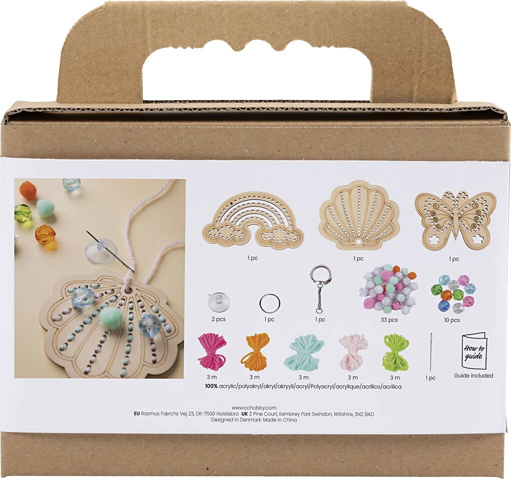 Mini Diy Kit Broderi - Sommerfugl - Musling - Regnbue - Assorterede Farver