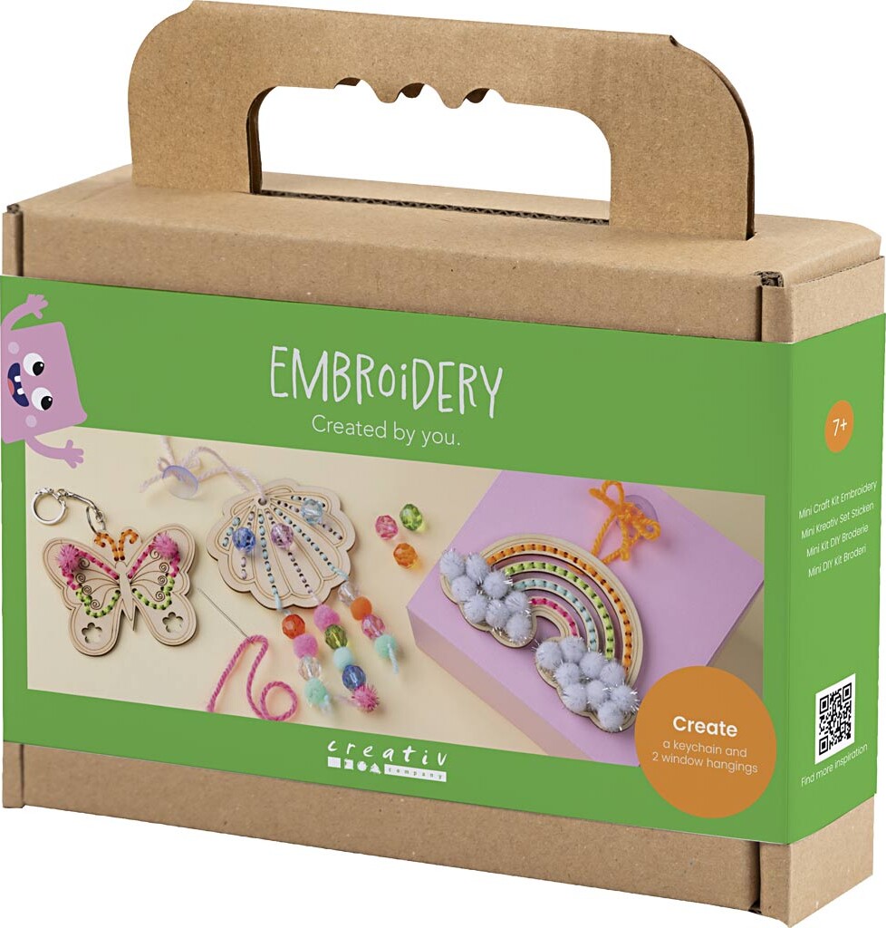 Mini Diy Kit Broderi - Sommerfugl - Musling - Regnbue - Assorterede Farver