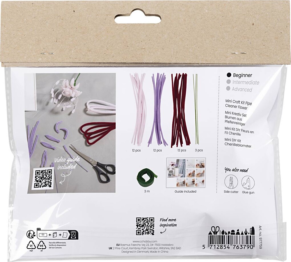 Mini Diy Kit Chenilleblomster - Spider Lily - Soft Rosa - Lys Lilla - Mørk