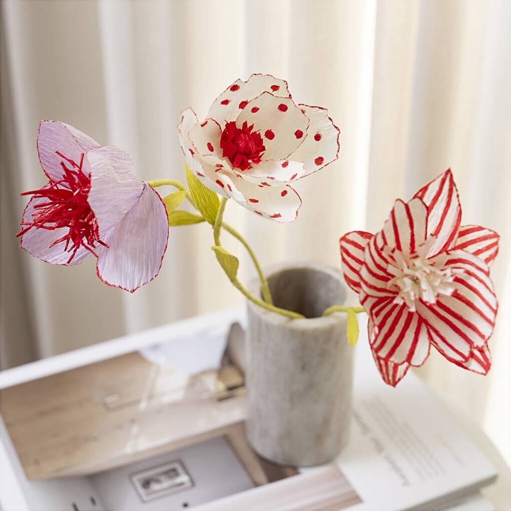 Mini Diy Kit Crepepapir - Blomster - Pastelfarver