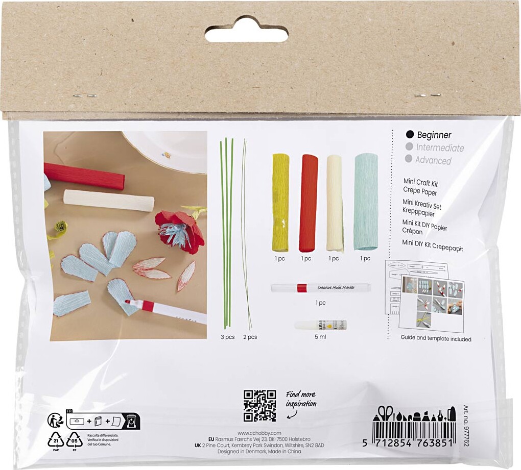 Mini Diy Kit Crepepapir - Crepeblomster - Pastelfarver