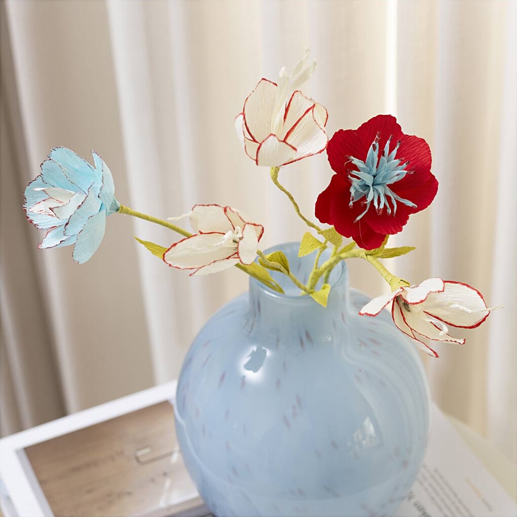 Mini Diy Kit Crepepapir - Crepeblomster - Pastelfarver