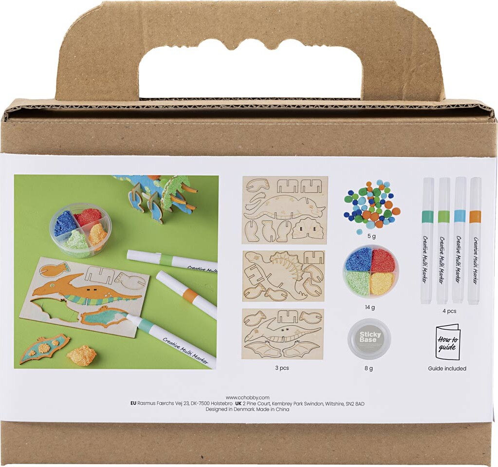 Mini Diy Kit Dekoration - Dinosaur - Rød - Blå - Grøn - Orange
