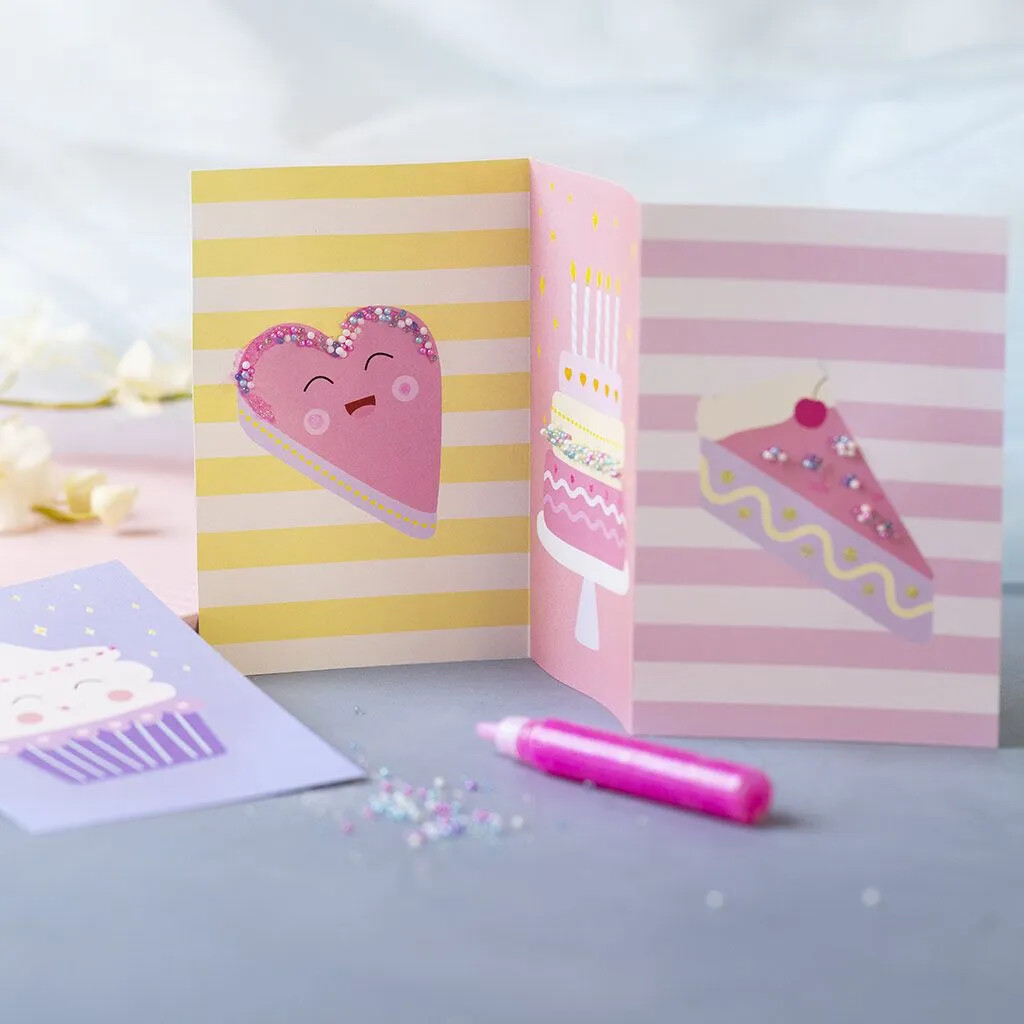 Mini Diy Kit Dekoration - Kager - Pastelgul - Pastellilla - Pastelpink