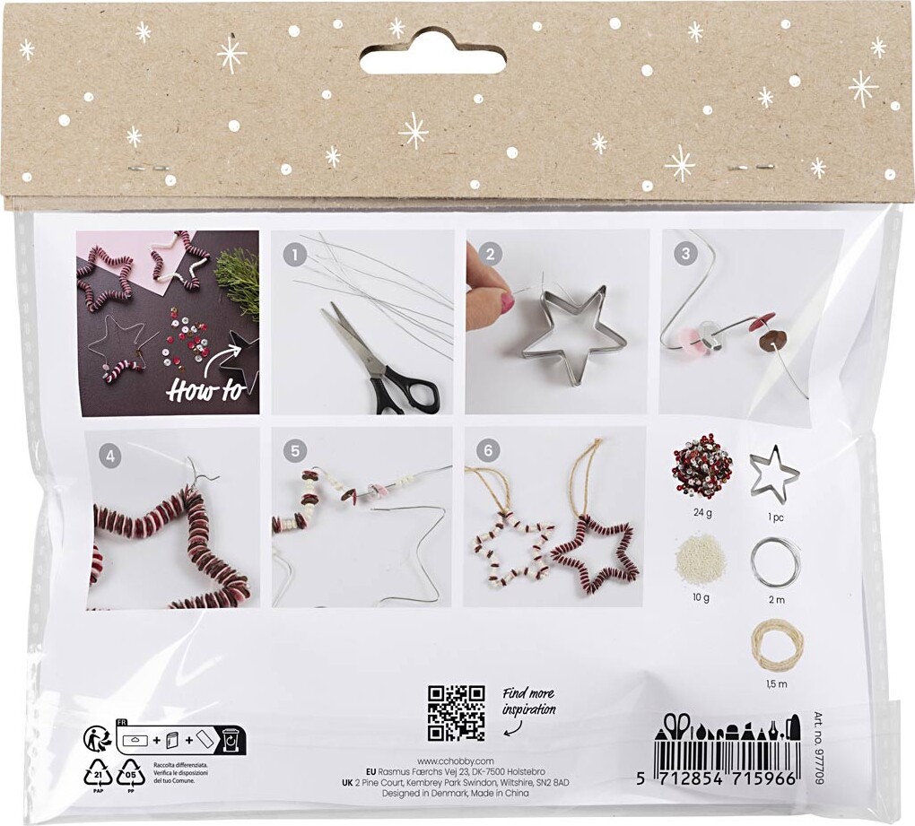 Mini Diy Kit Dekoration - Stjerner - Rød