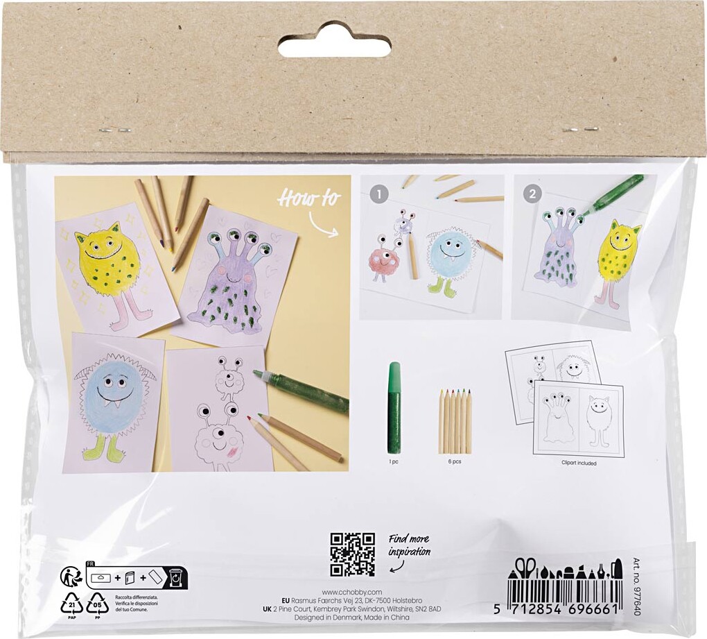 Mini Diy Kit Farvelægning - Monster