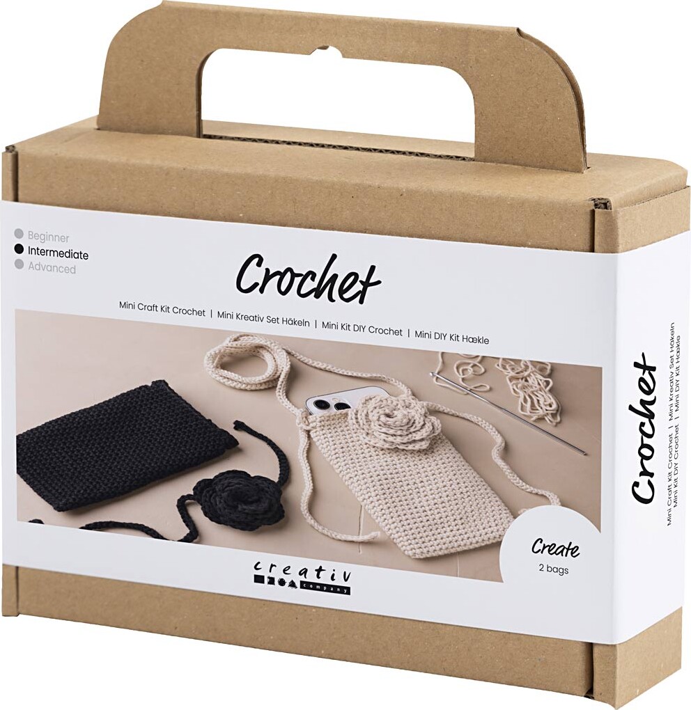 Mini Diy Kit Hækle - Taske Med Rose