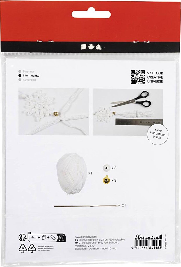 Mini Diy Kit Hækling - Snefnug - Hvid
