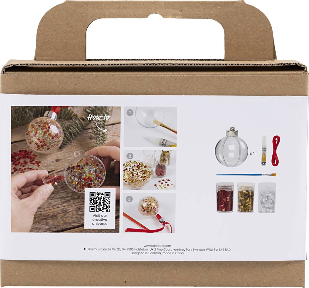 Mini Diy Kit Julekugler - Pailletter