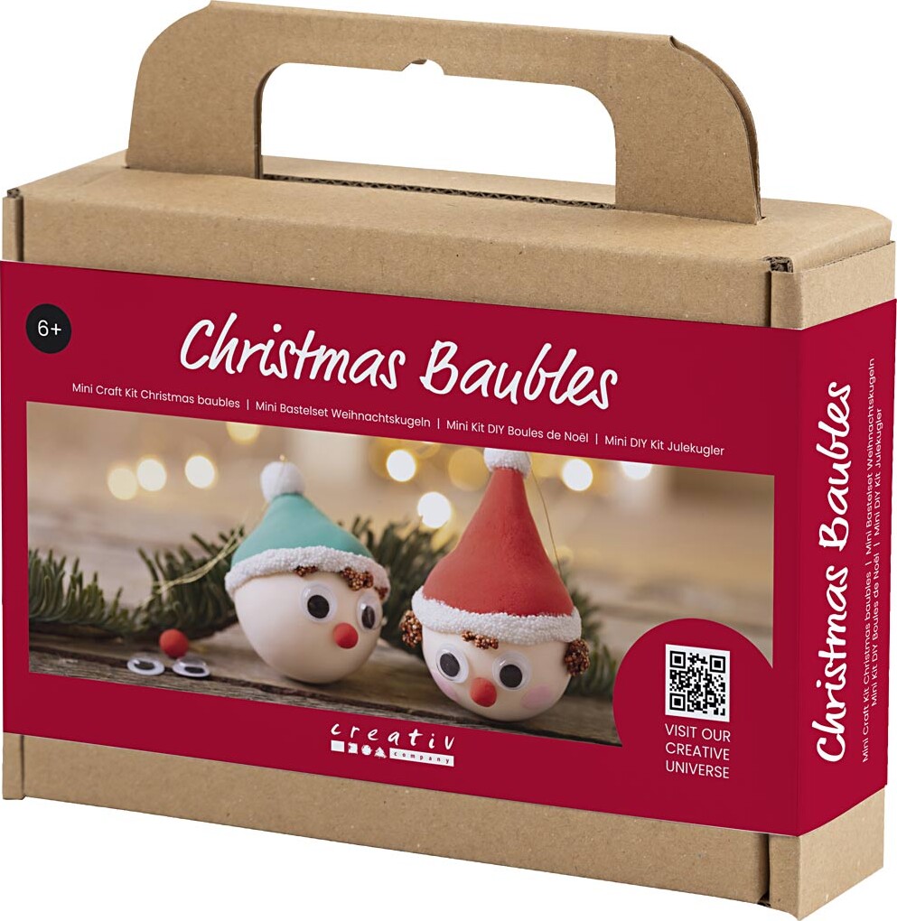 Mini Diy Kit Julekugler - Rød Og Grøn Nisse