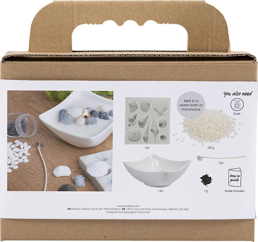 Mini Diy Kit Lysstøbning - Strandskaller - Grå - Off White