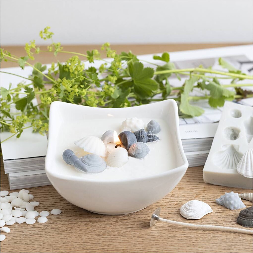 Mini Diy Kit Lysstøbning - Strandskaller - Grå - Off White