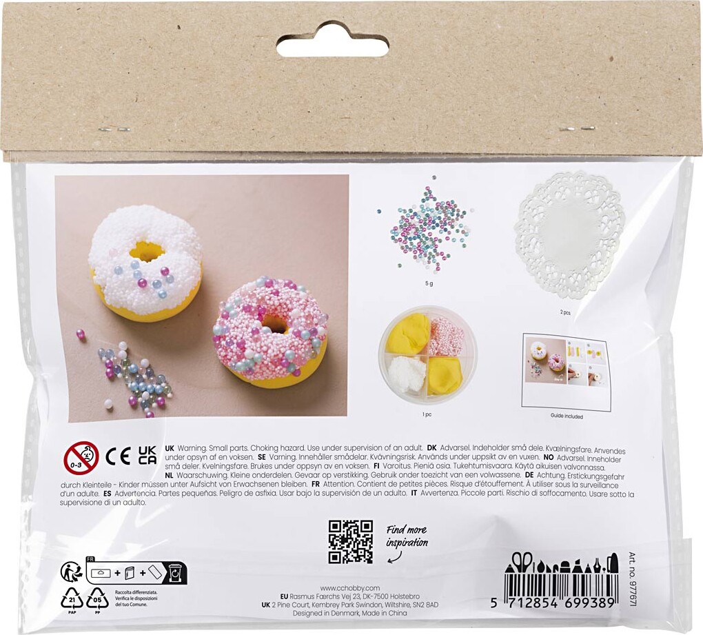 Mini Diy Kit Modellering - Donuts - Pink - Turkis - Hvid - Gul