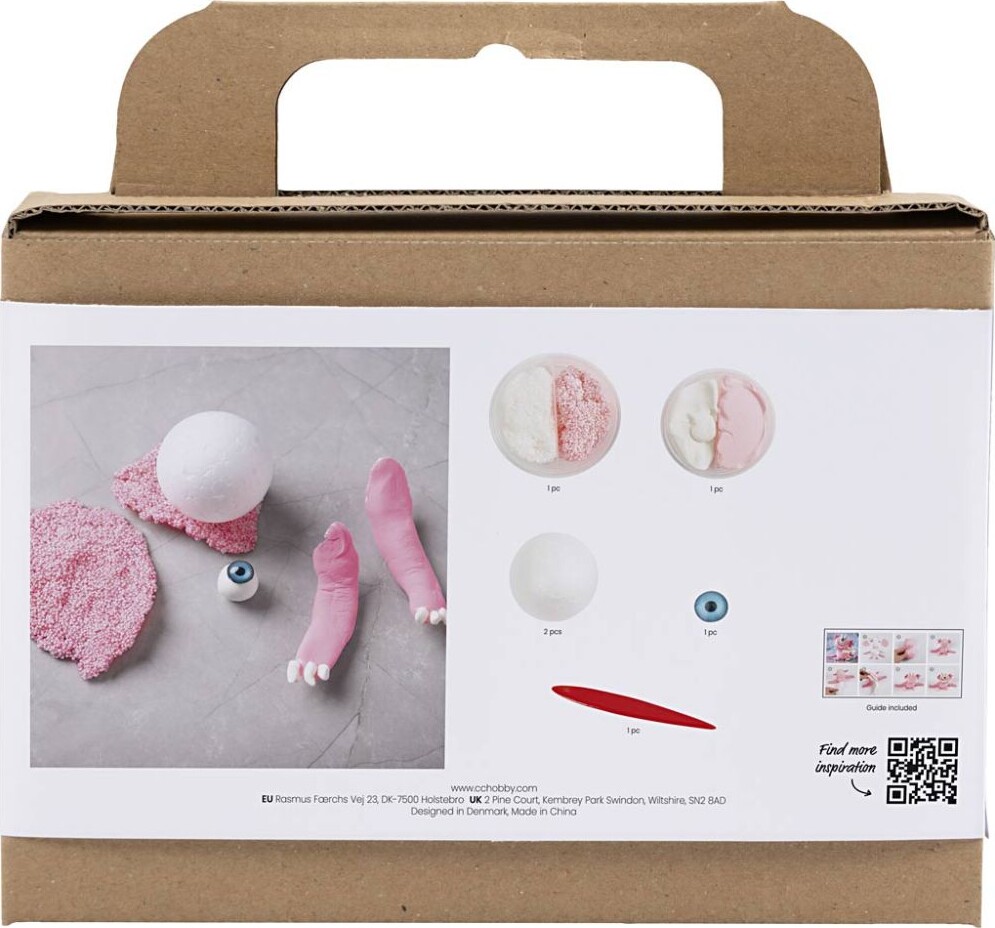 Mini Diy Kit - Silk Clay Og Foam Clay - Monster Sally - Lys Pink