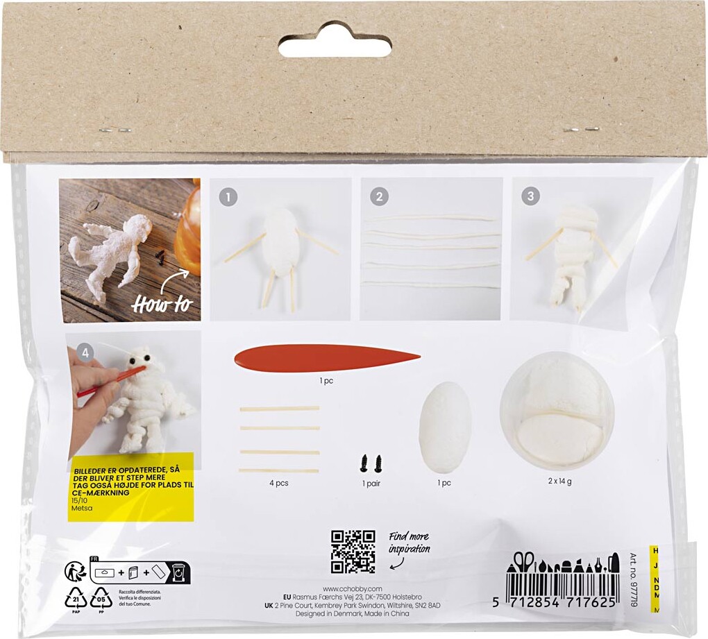 Mini Diy Kit Modellering - Mumie - Hvid - 1Pk