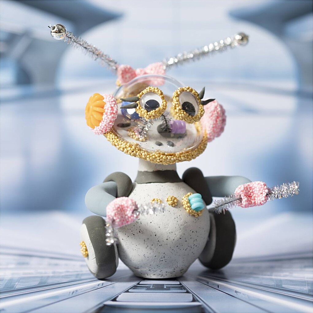 Mini Diy Kit Modellering - Robotpige - Grå - Pink