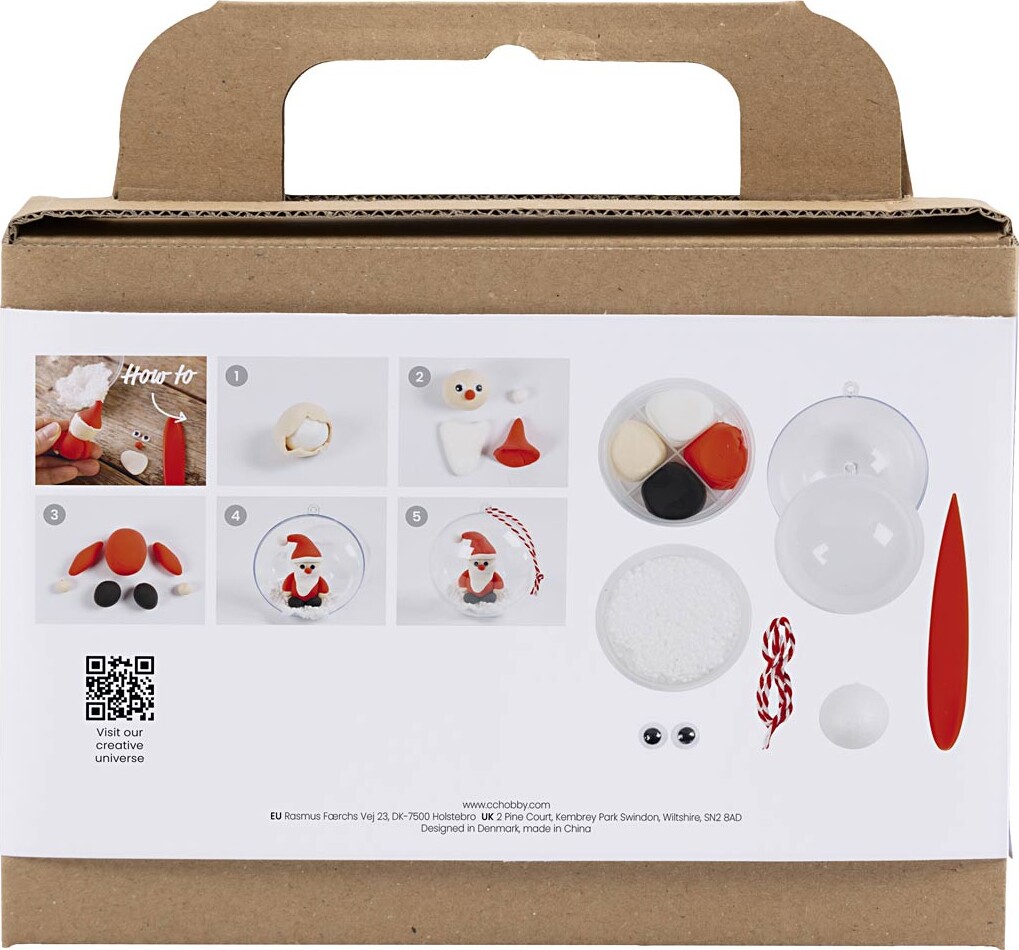 Diy Kit - Silk Clay Og Foam Clay - Julekugle Med Julemand