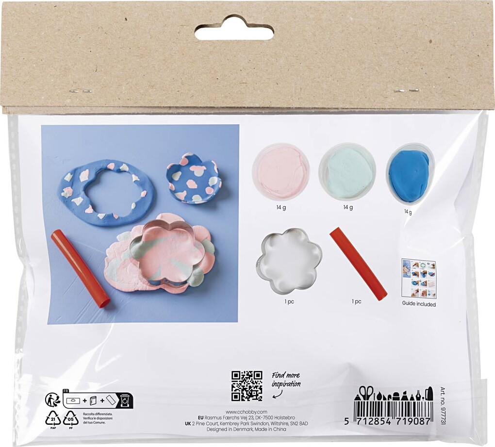 Mini Diy Kit Modellering - Skåle - Pastelblå - Lys Pink - 1Pk