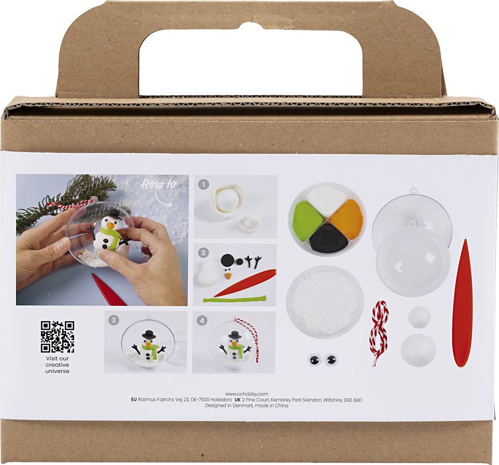Diy Kit - Silk Clay Og Foam Clay - Julekugle Med Snemand