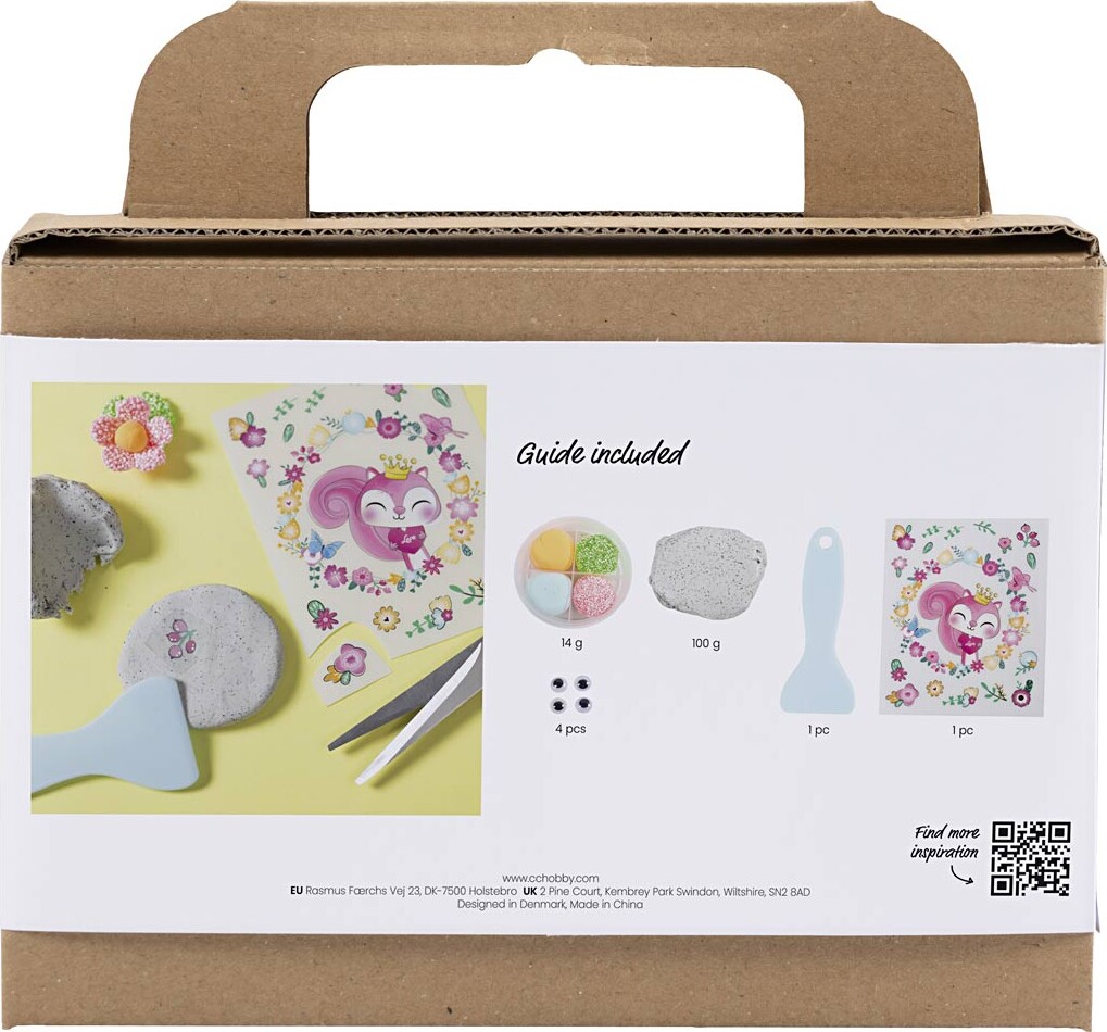 Mini Diy Kit Modellering - Sten Med Insekt - Grå - Lys Pink - Lys Turkis