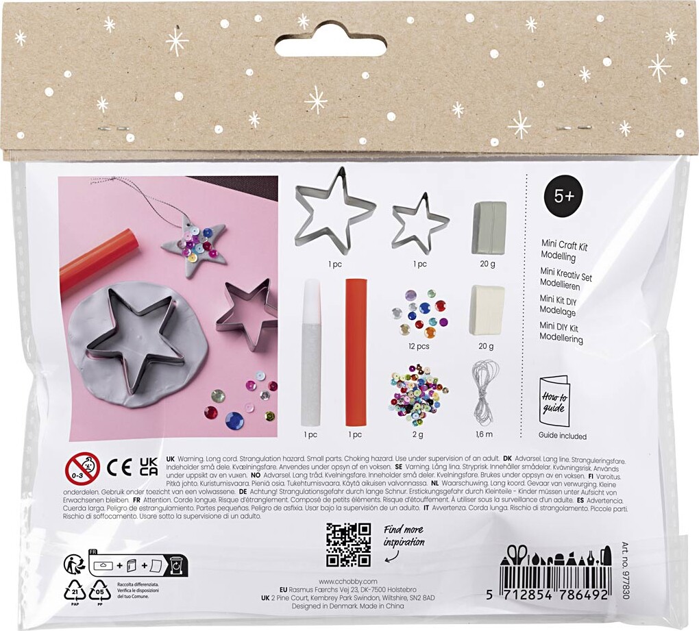 Mini Diy Kit Modellering - Stjerner - Sølv - Hvid