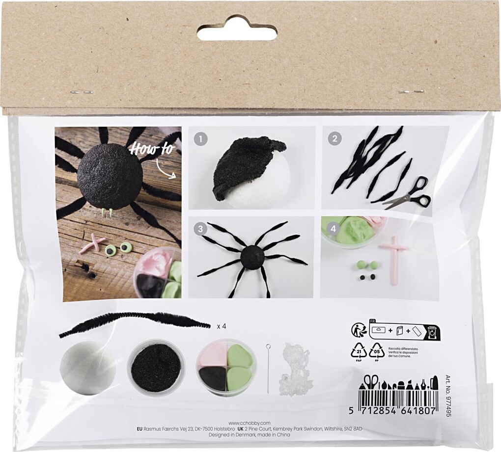 Mini Diy Kit - Silk Clay Og Foam Clay - Modellering - Edderkop