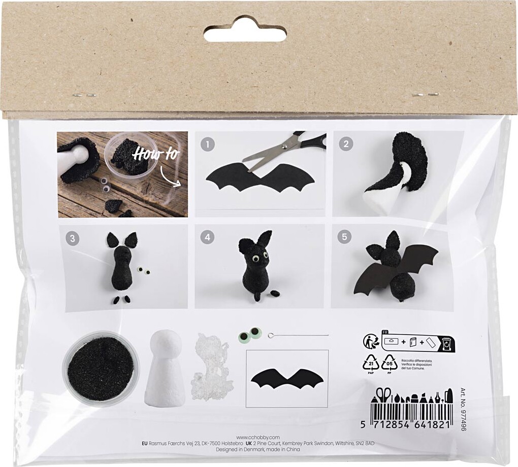 Foam Clay Figur - Mini Diy Kit - Modellering - Flagermus