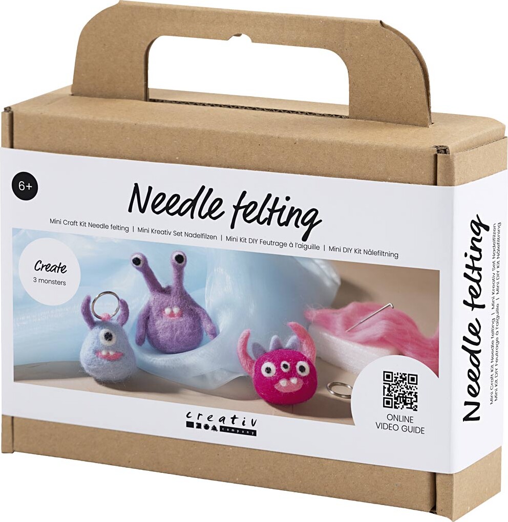 Mini Diy Kit Nålefiltning - Monster - Assorterede Farver