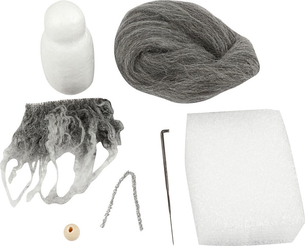 Mini Diy Kit - Næsenisse - H 13 Cm - Grå Melange