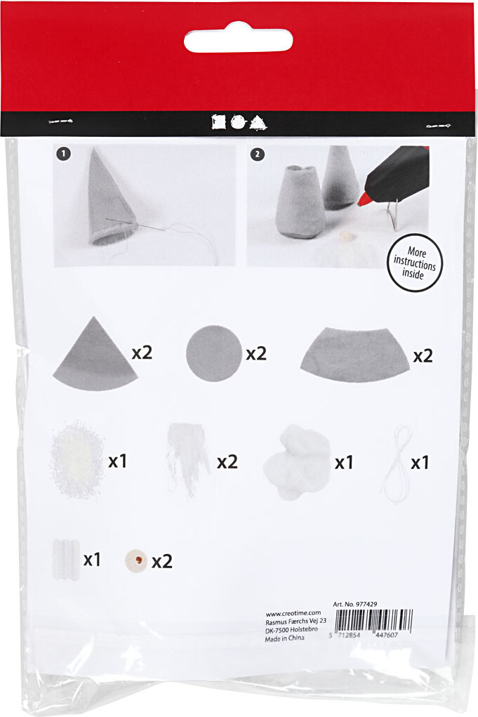 Mini Diy Kit - Næsenisser - H 12 Cm - Grå