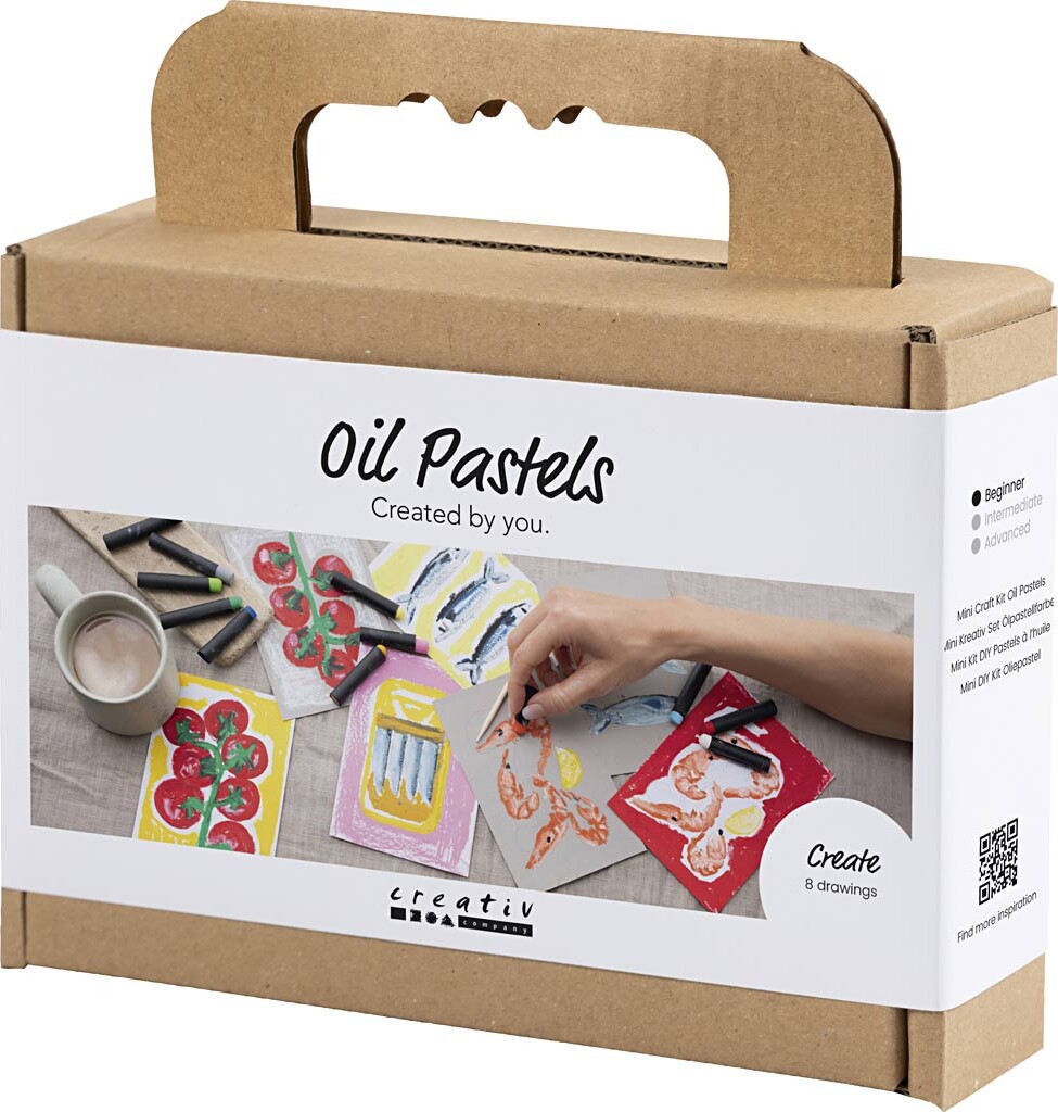 Mini Diy Kit Oliepastel - Fisk Og Skaldyr - Grå - Hvid