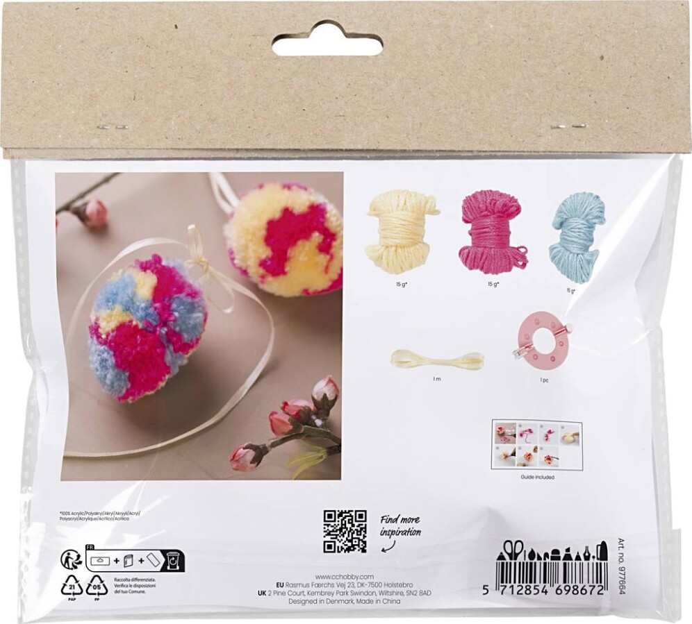 Mini Diy Kit Pompon - Æg - Colorful