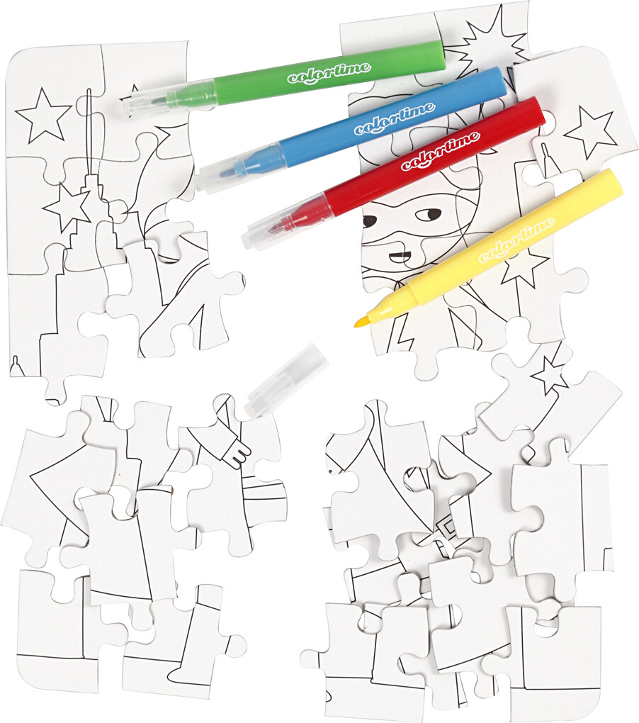 Mal Selv Puslespil - Superhelt - Mini Creative Kit Med 4 Tusser | Se ...