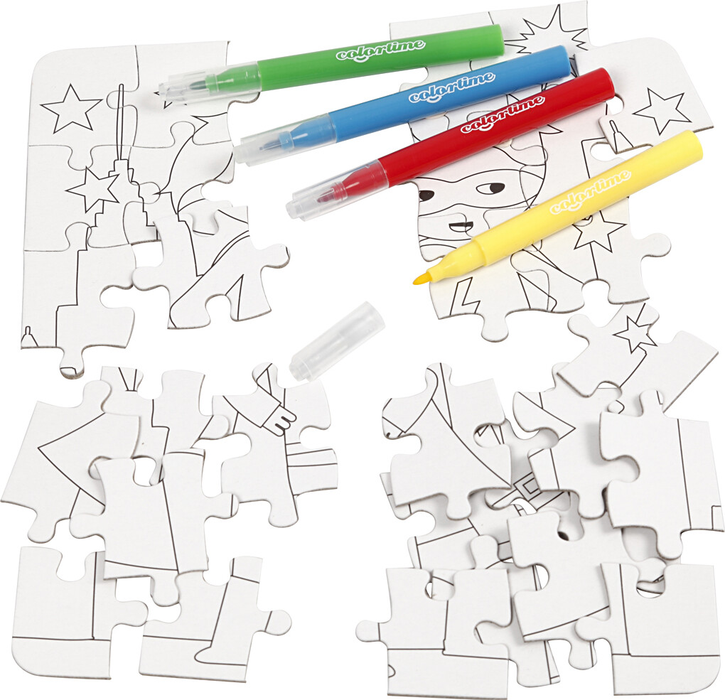 Mal Selv Puslespil - Superhelt - Mini Creative Kit Med 4 Tusser | Se ...