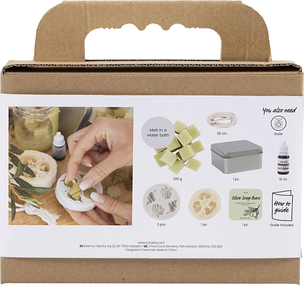 Mini Diy Kit Sæbefremstilling - Strandskaller - Olivengrøn