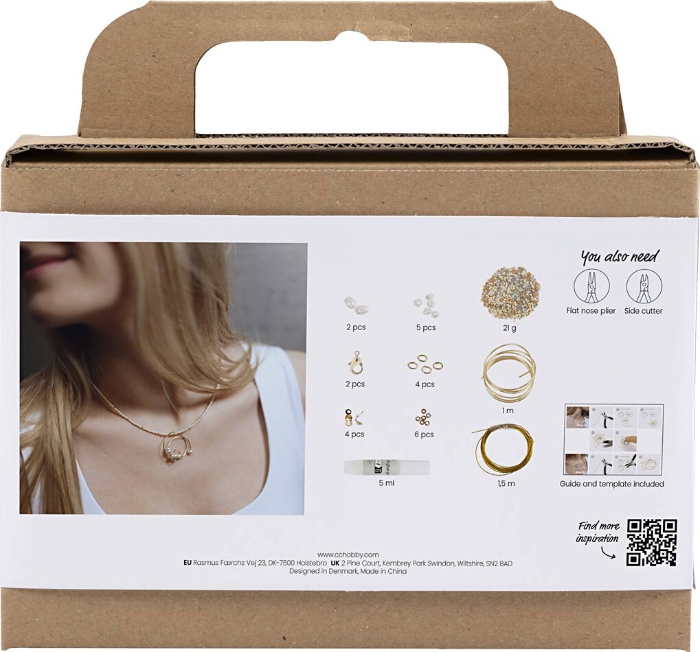Mini Diy Kit Smykker - Halskæde Med Wirevedhæng - Forgyldt