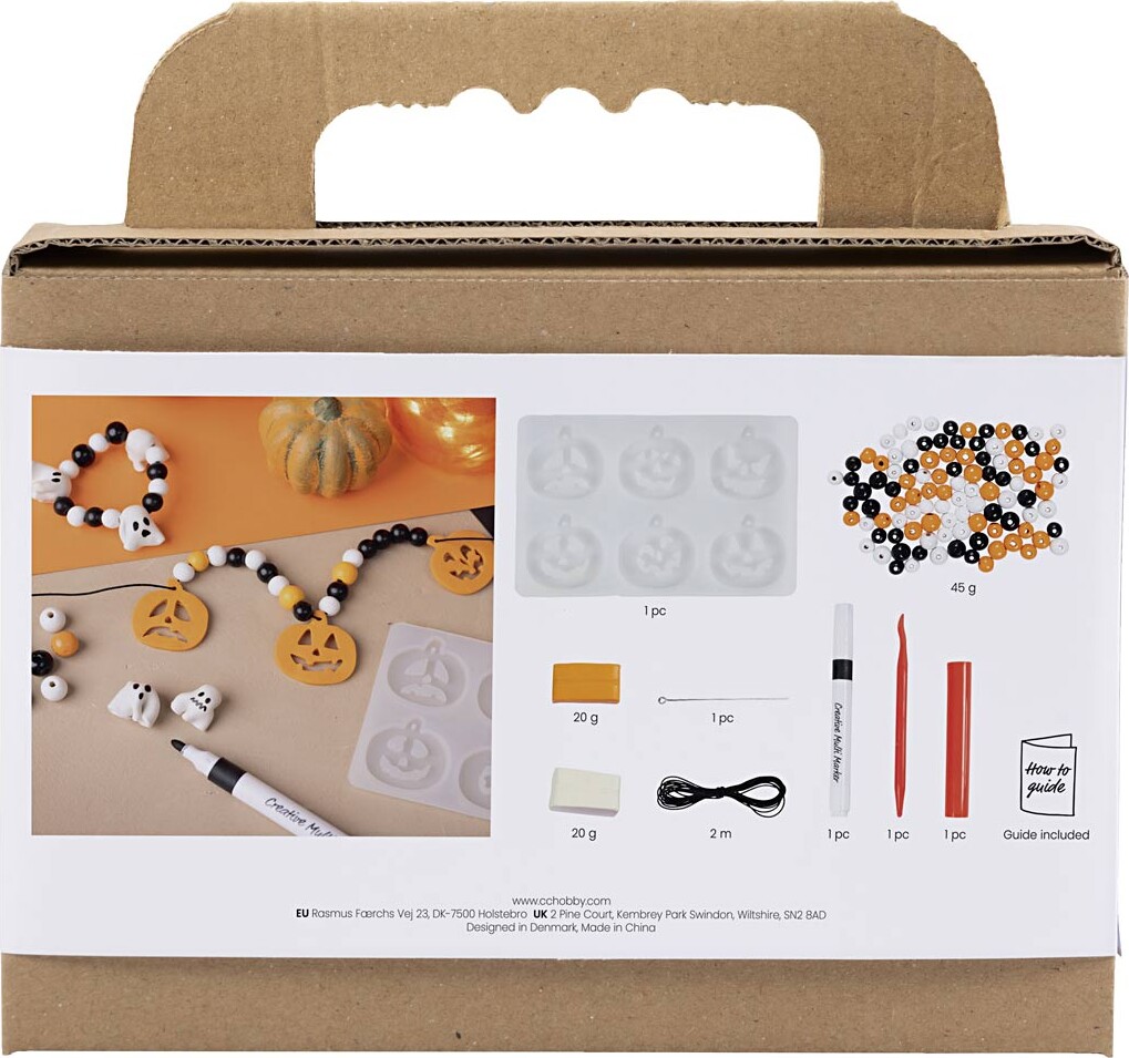 Mini Diy Kit Smykker - Halskæde Og Armbånd - Halloweenfarver
