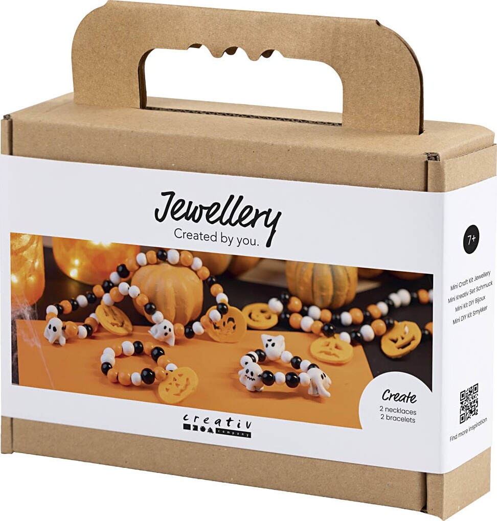 Mini Diy Kit Smykker - Halskæde Og Armbånd - Halloweenfarver