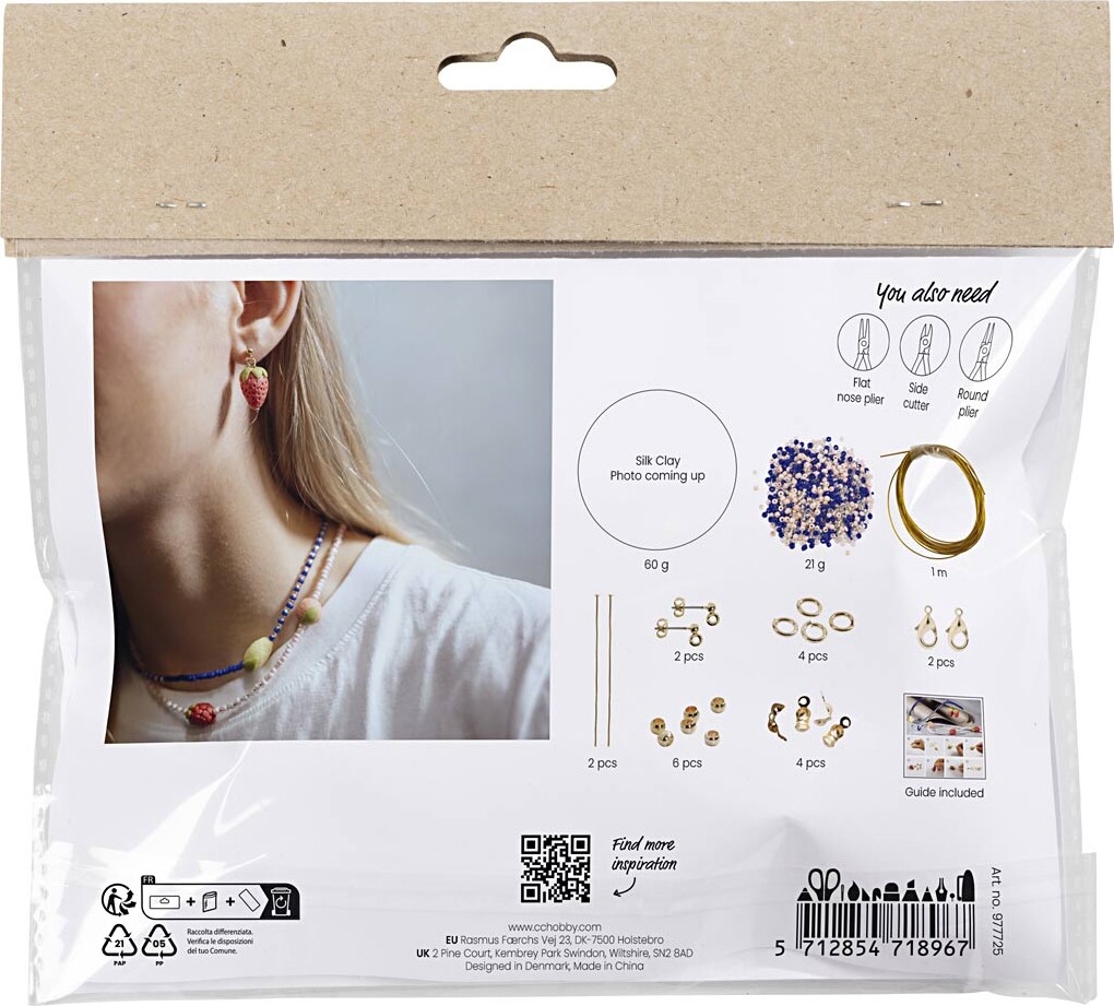 Mini Diy Kit Smykker - Halskæde Og Øreringe - Kongeblå